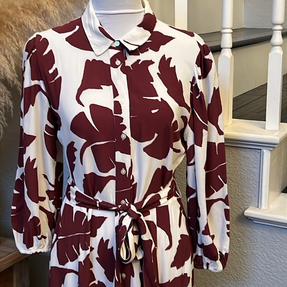 Zara Oyster White Floral Print MIDI Dress Size Small - Picture 3 of 8